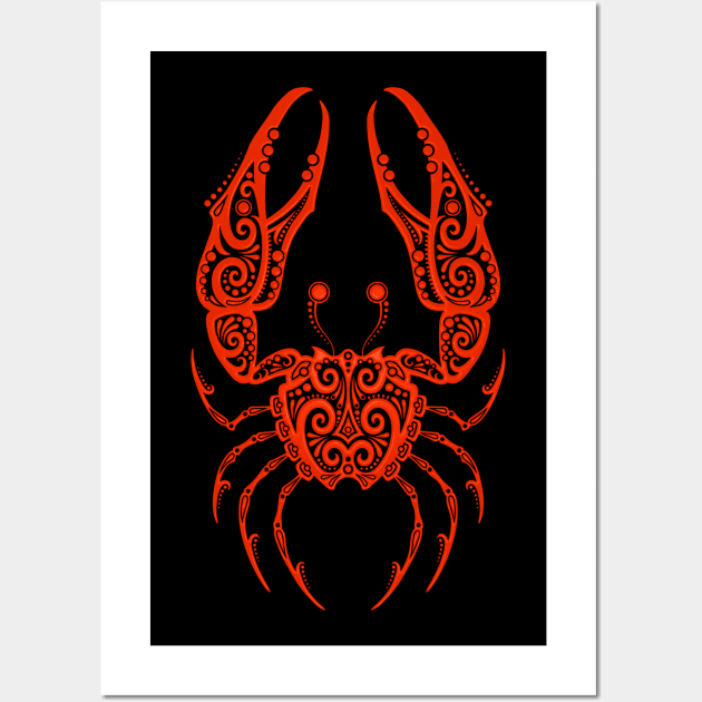 Red Cancer Zodiac Sign Wall Art by jeffbartels